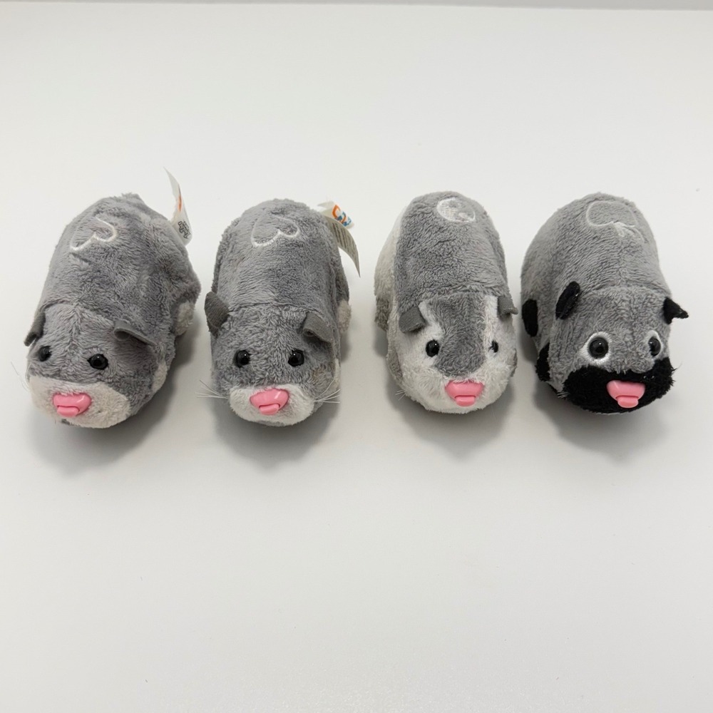 Vintage Zhu Zhu Pets Robotic Hamster Lot 4 Grey White Cepia 2008 Parts Repair